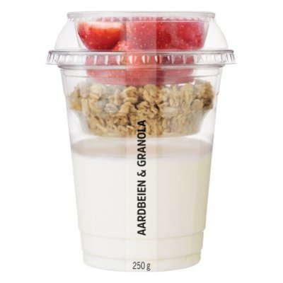 Huismerk Vers fruit met yoghurt aardbeien granola