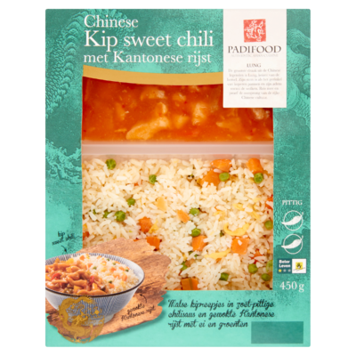 Padifood Chinese Kip Sweet Chili met Kantonese Rijst 450 g