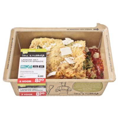 Huismerk Lasagne met zalm en spinazie