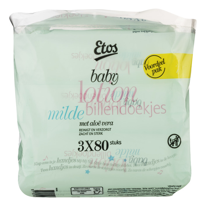 Huismerk Baby mild lotion billendoekjes 3x