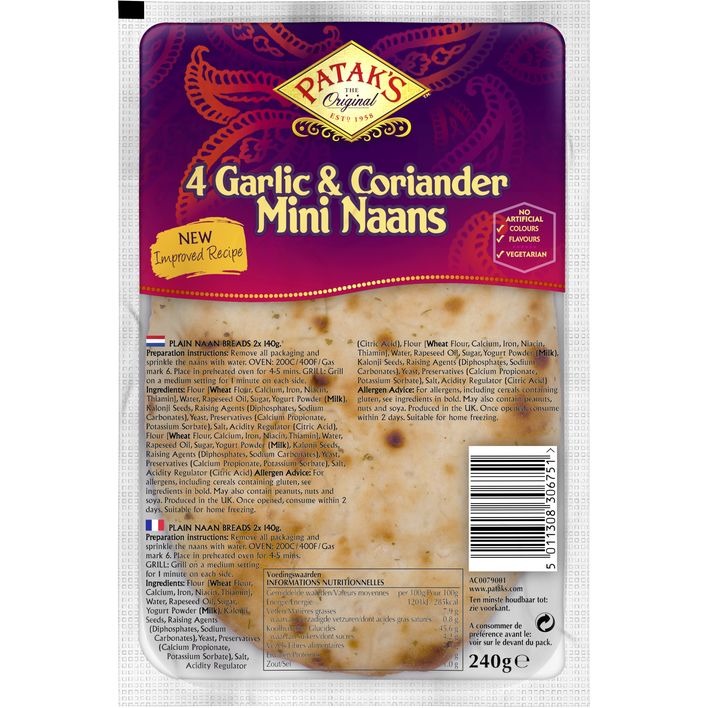 Patak's Mini naan garlic & coriander