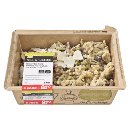 Huismerk Risotto met paddenstoelen, erwtjes
