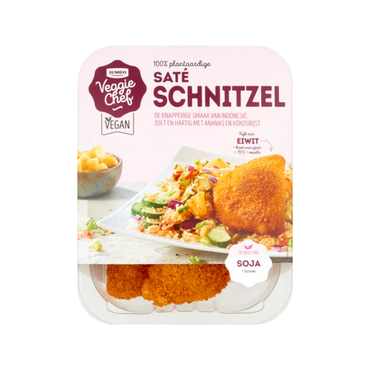 Huismerk Veggie Chef 100% Plantaardige Saté Schnitzel