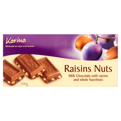 Karina Chocoladereep Melk Druif Noot