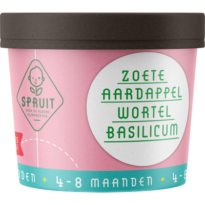 Spruit 4-8mnd: zoete aardappel wortel basilicum