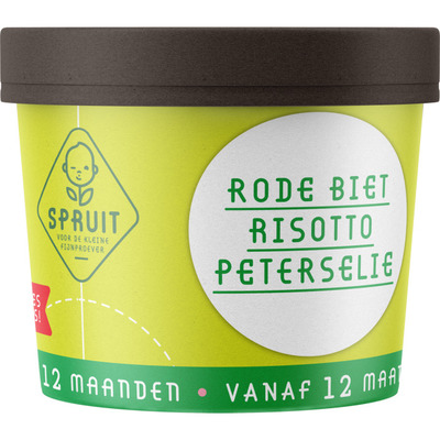 Spruit V.a. 12mnd: rode biet risotto peterselie