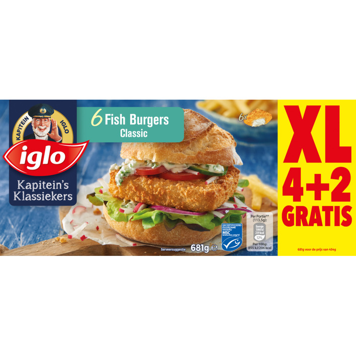 Iglo Kapiteins fish burgers XL