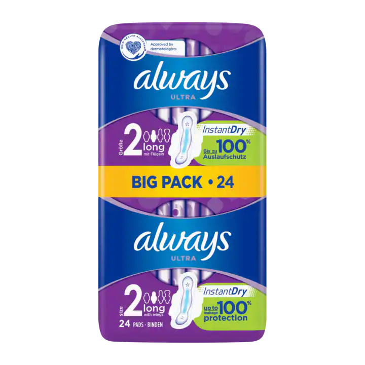 Always Ultra Long (Maat 2) Maandverband Met Vleugels x