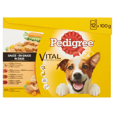 Pedigree Hondenvoer Nat Vital Protection in Saus 12 Maaltijdzakjes x 100 g