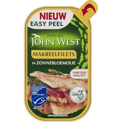 John West Makreelfilet in zonnebloemolie MSC