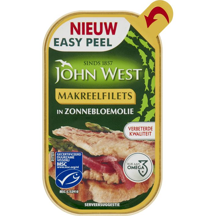 John West Makreelfilet in zonnebloemolie MSC