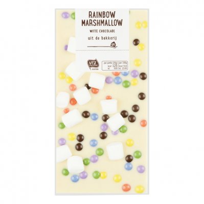 Huismerk Witte chocolade rainbow marshmellow