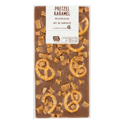 Huismerk Melk chocolade pretzel karamel