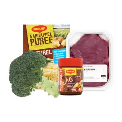 Biefstuk Met Aardappelpuree en Broccoli