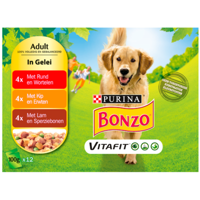 Bonzo Hondenvoer adult rund-kip-lam gelei