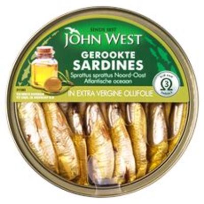 John West Gerookte Sardines in Extra Vergine Olijfolie 106 g
