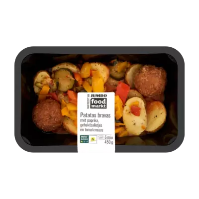 Huismerk Foodmarkt Patatas Bravas met Paprika, Gehaktballetjes en Tomatensaus