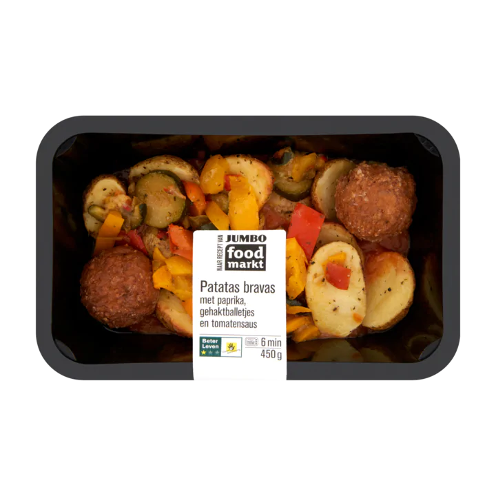 Huismerk Foodmarkt Patatas Bravas met Paprika, Gehaktballetjes en Tomatensaus