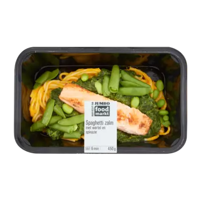 Huismerk Foodmarkt Spaghetti Zalm met Wortel en Spinazie