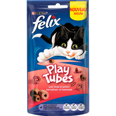 Felix Kattensnacks play tubes kalkoen-ham smaak