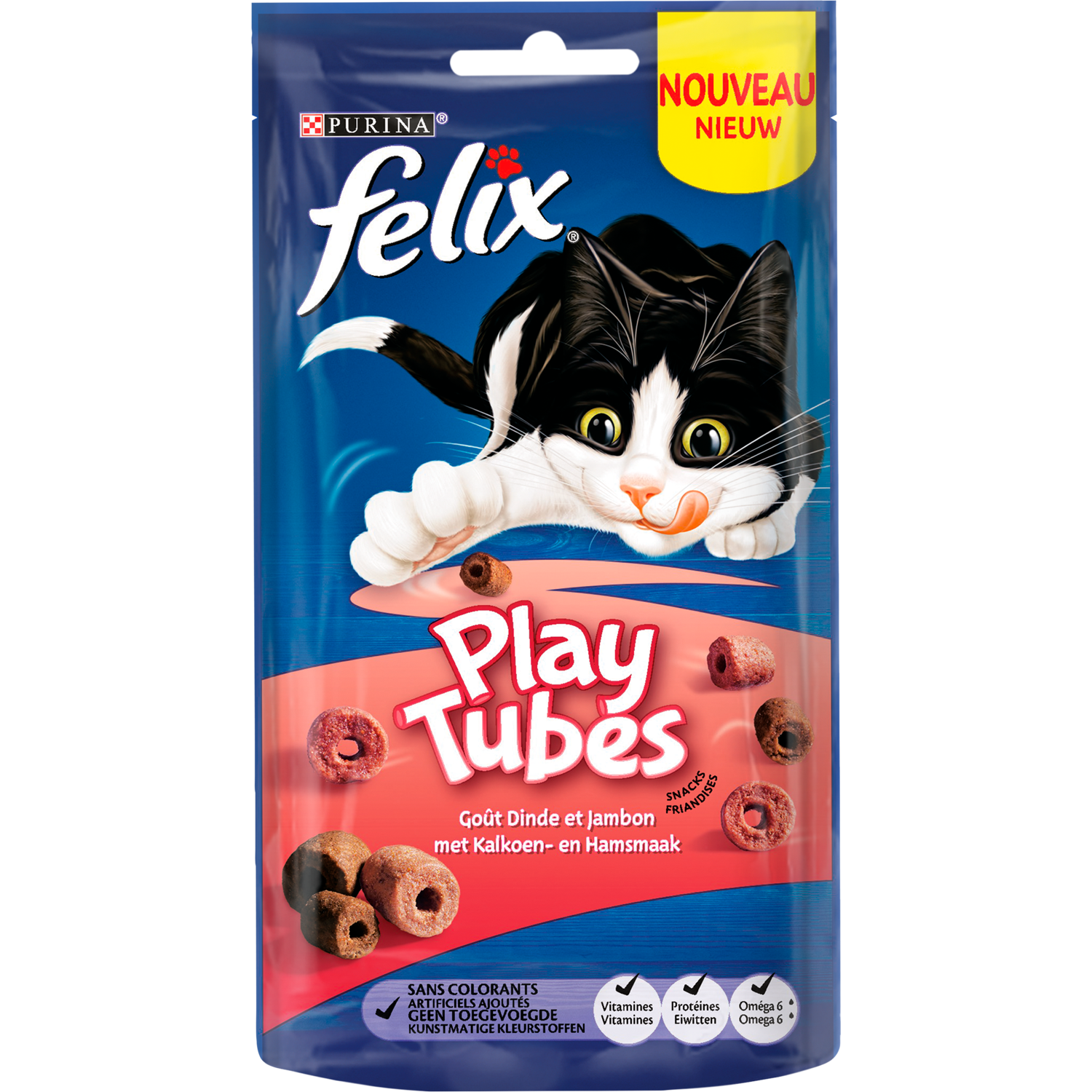 Felix Kattensnacks play tubes kalkoen-ham smaak