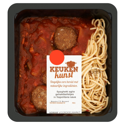 Keukenkunst Spaghetti Aglio Runderballetjes 450 g
