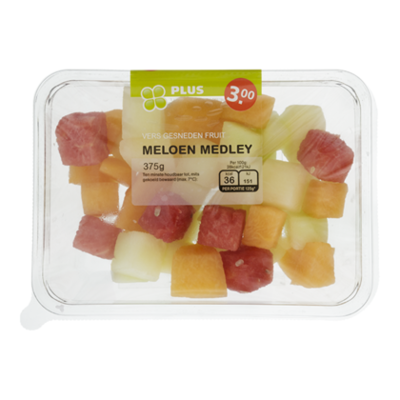 Huismerk Vers gesneden fruit meloen medley