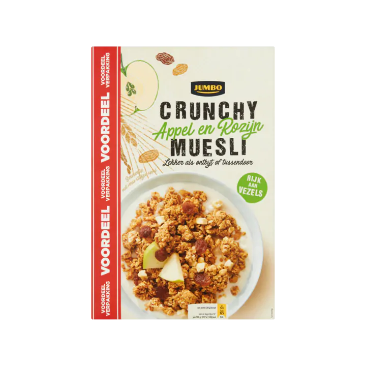 Huismerk Crunchy Appel en Rozijn Muesli Voordeelverpakking