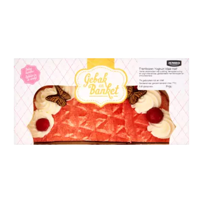 Huismerk Gebak en Banket Frambozen Yoghurt Vlaai Half
