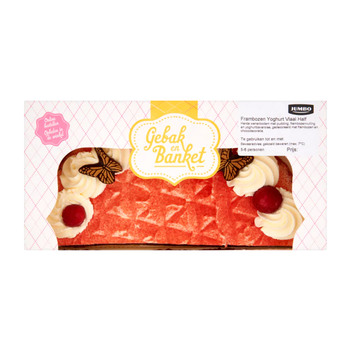 Huismerk Gebak en Banket Frambozen Yoghurt Vlaai Half