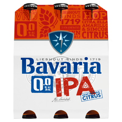 Bavaria 0.0% Alc. IPA Flessen 6 x 30 cl