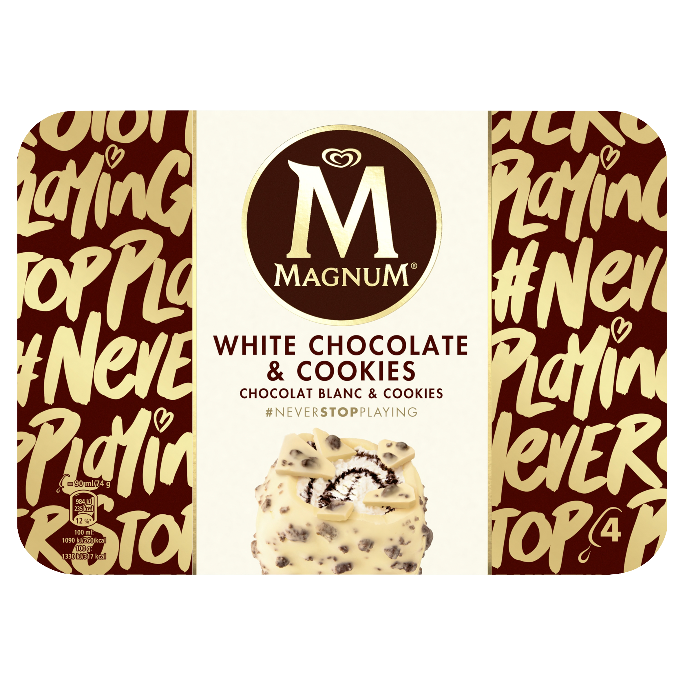 Magnum IJs White Chocolate & Cookies 4 x 90 ml