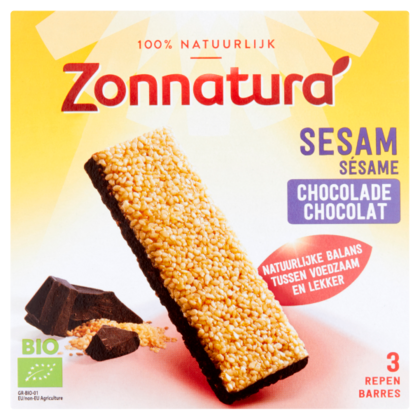Zonnatura Sesam reep met pure chocolade