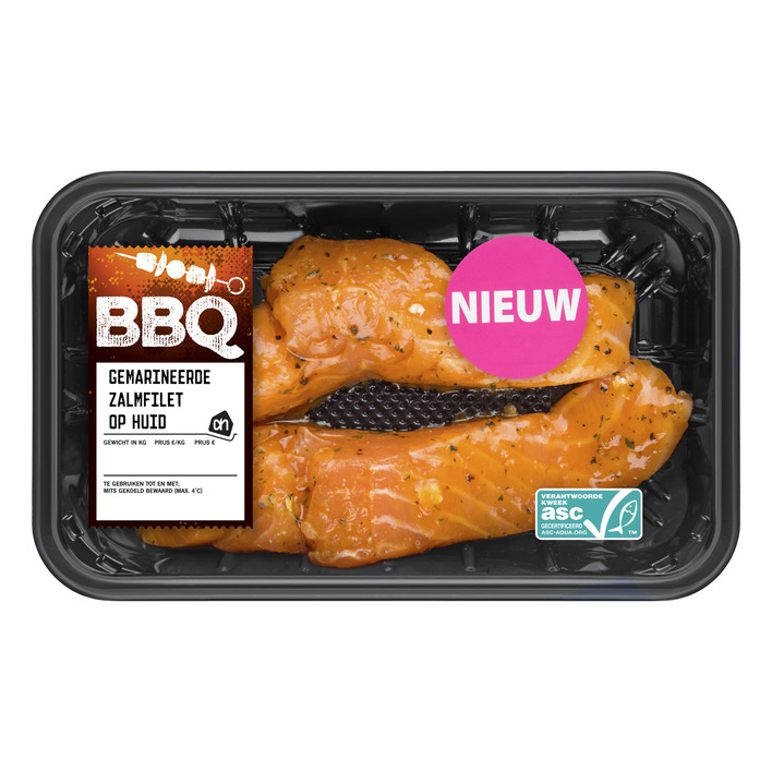 Huismerk Gemarineerde zalmfilet op huid