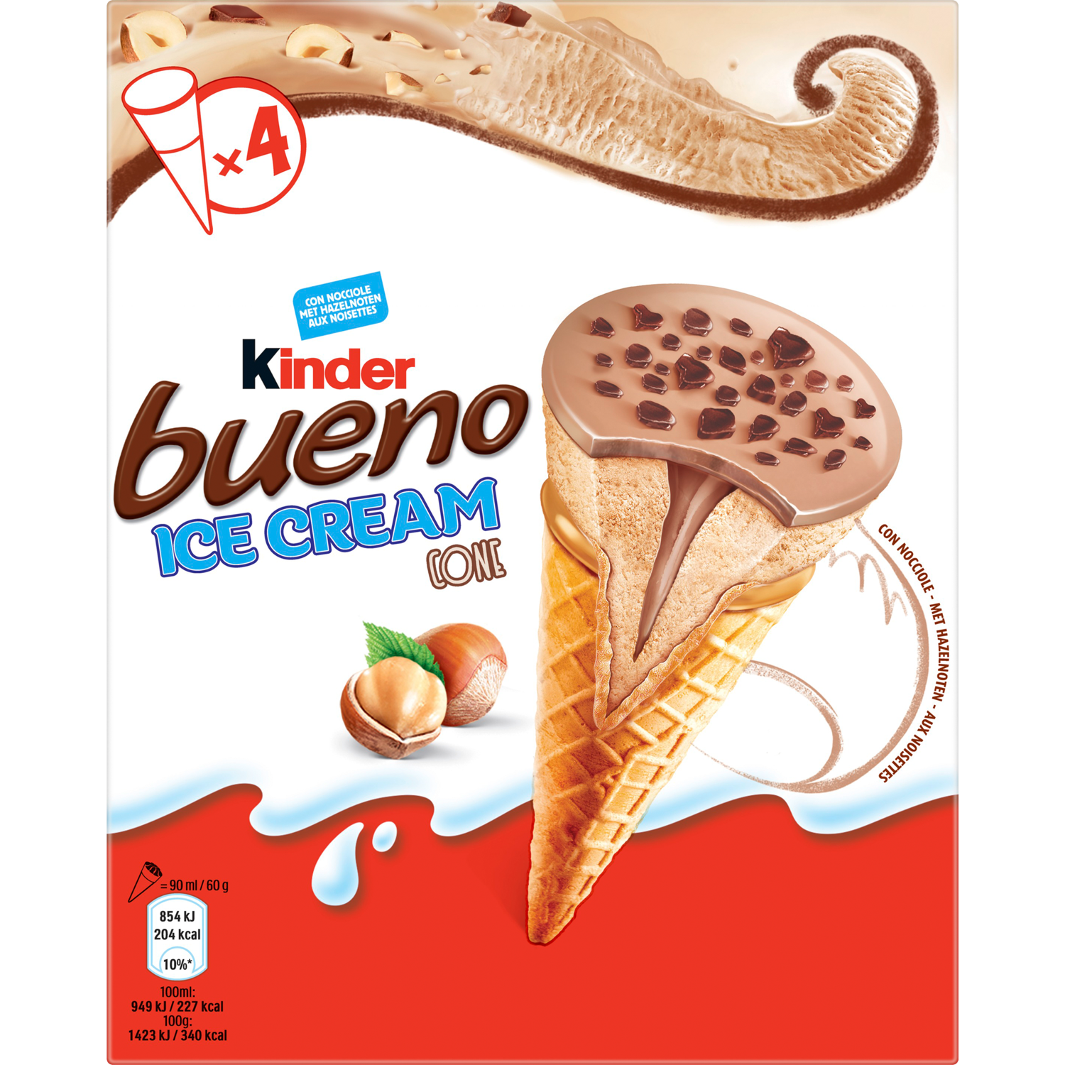 Kinder Bueno ice cream cone 4 stuks