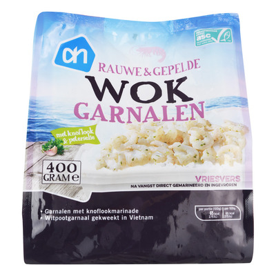 Huismerk Wokgarnalen met knoflook en peterselie