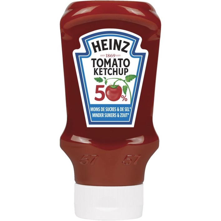 Heinz Tomaten ketchup 50% minder