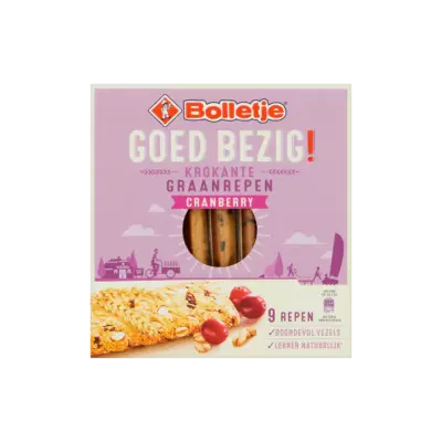 Bolletje Goed Bezig! Krokante Graanrepen Cranberry 9 Stuks