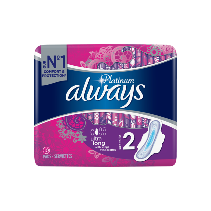Always Platinum Long (Maat 2) Maandverband Met Vleugels, x