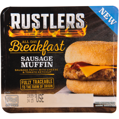 Rustlers Breakfast sausage muffin