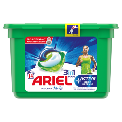 Ariel Wasmiddelcapsules Active Odour Defense, 14 Wasbeurten