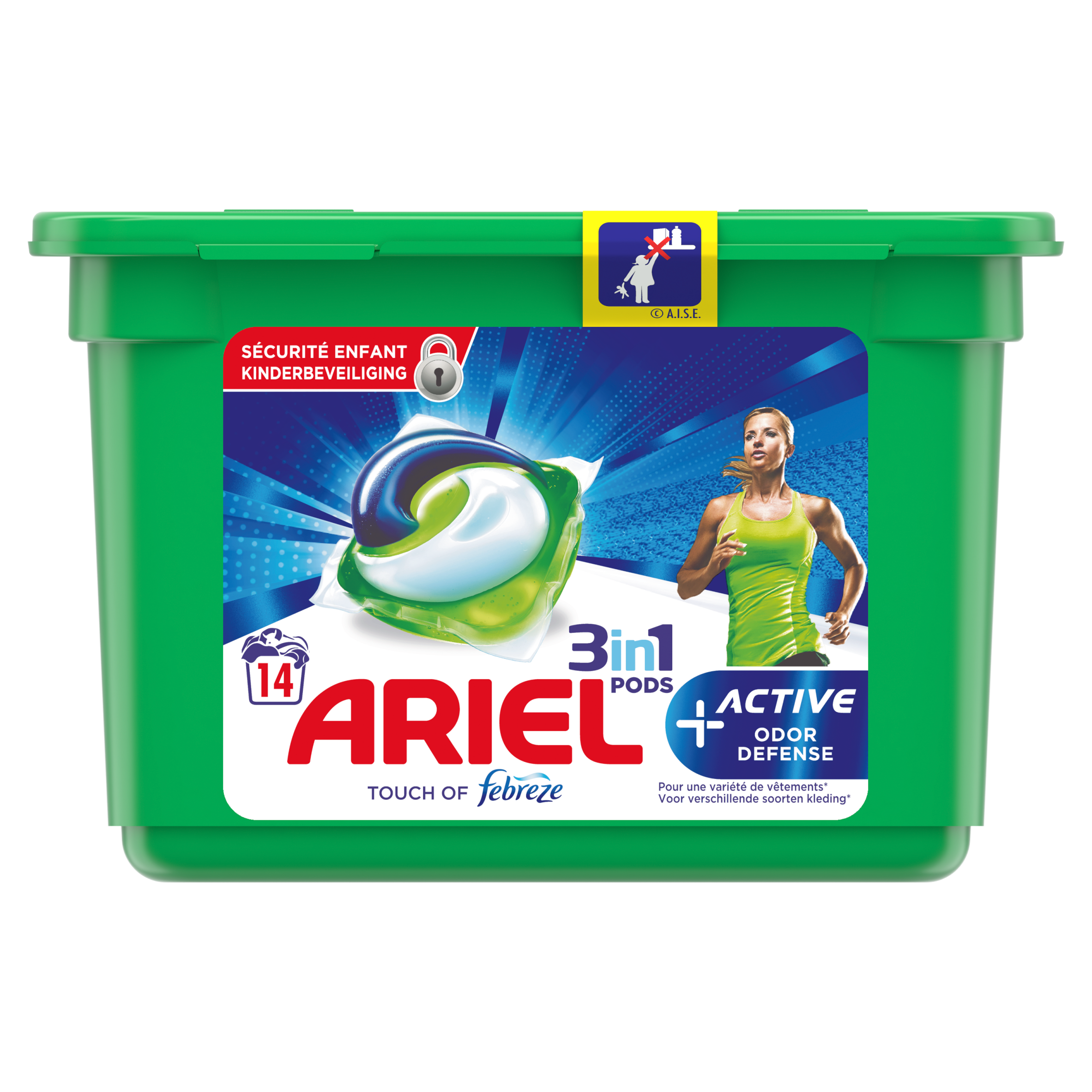 Ariel Wasmiddelcapsules Active Odour Defense, 14 Wasbeurten
