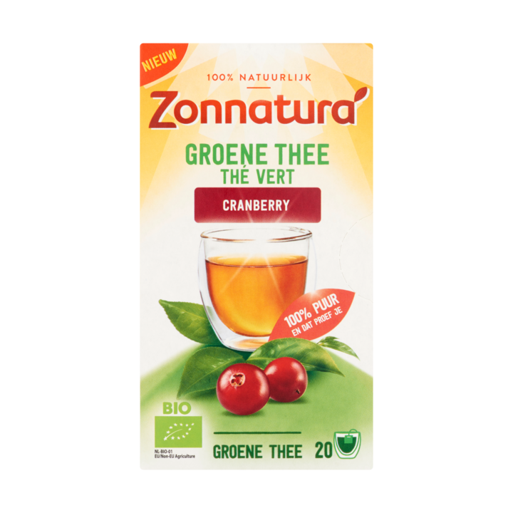 Zonnatura Groene Thee Cranberry 20 Zakjes