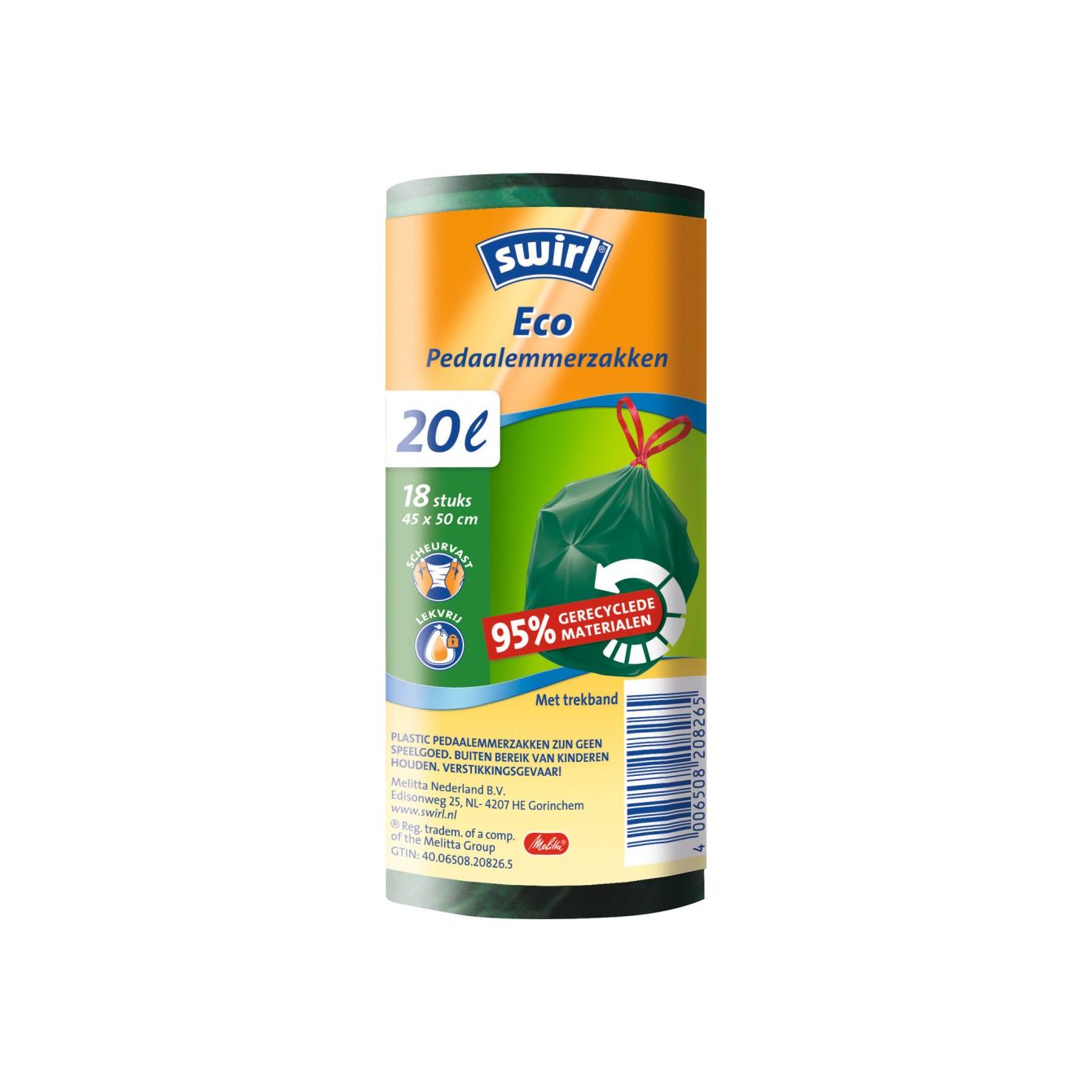 Swirl Pedaalemmerzakken Trekband Eco 20 Liter