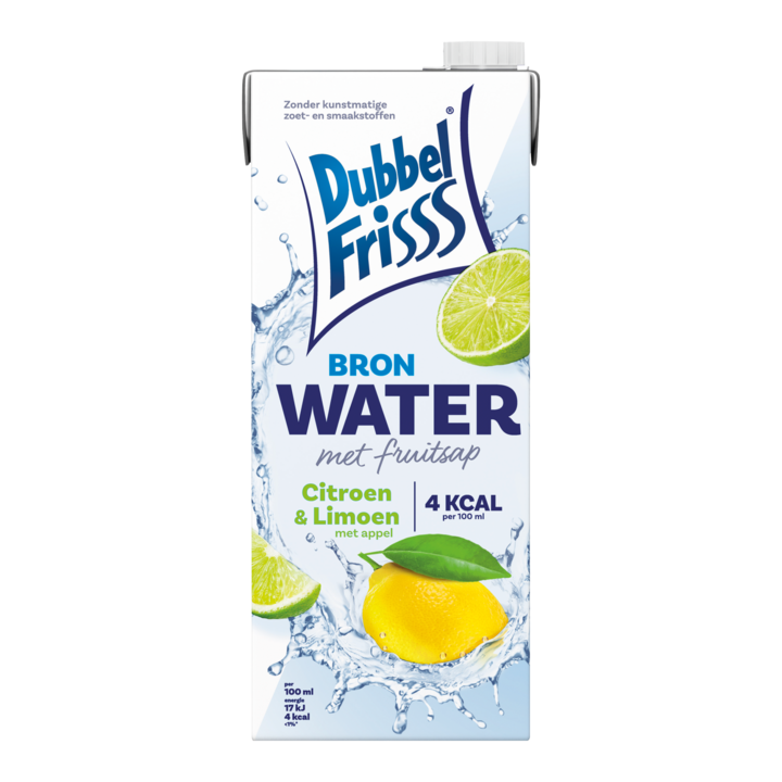 DubbelFrisss Bronwater met Fruitsap Citroen & Limoen met Appel