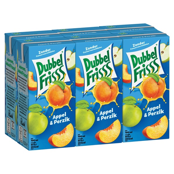DubbelFrisss vruchtendrank appel perzik 6-pack