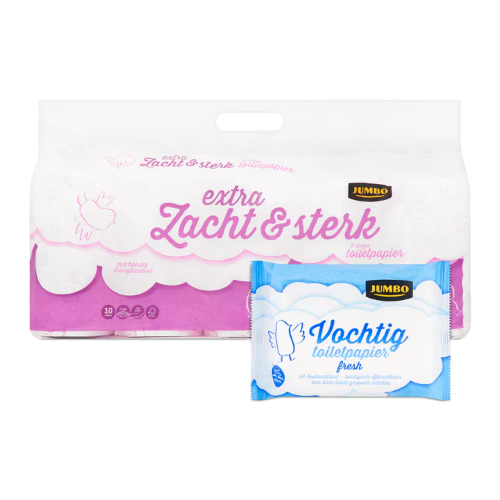 Huismerk Toiletpapier en Vochtig Toiletpapier