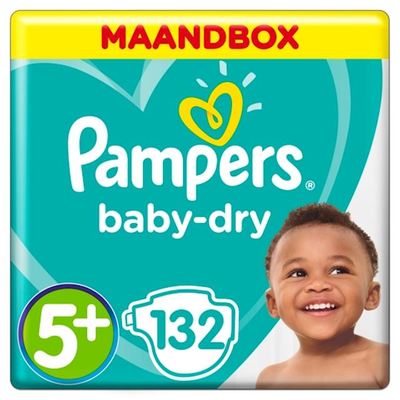 Pampers baby-dry luiers maat 5+, 12-17 kg maandbox