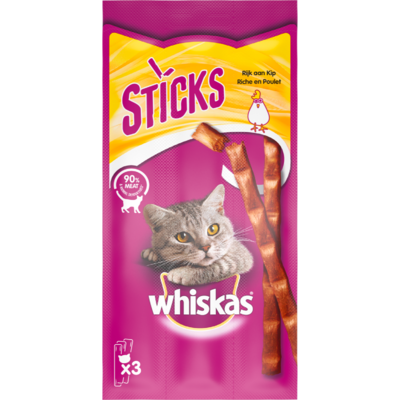 Whiskas Kattensnacks sticks rijk aan kip