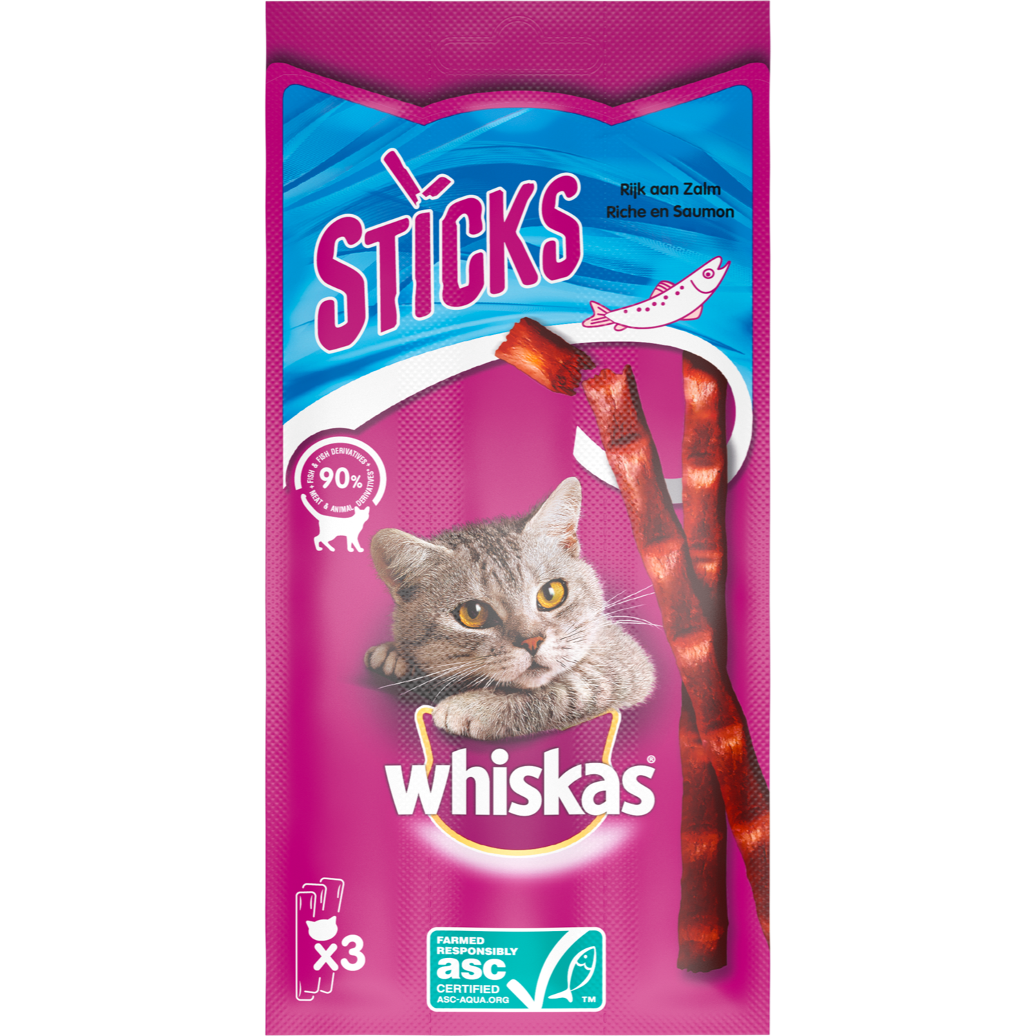 Whiskas Kattensnacks sticks rijk aan zalm
